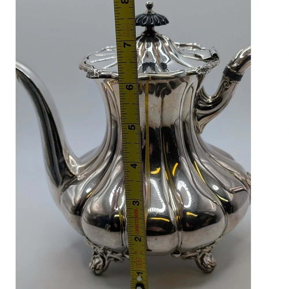 Antique Victorian Melon Ribbed Silver Plate Teapot E.G. Webster & Son Ornate Lux
